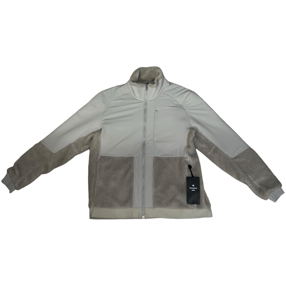 Lululemon LAB Textured Fleece Bomber Jacket Mens XXL Beige Rare Discontinued